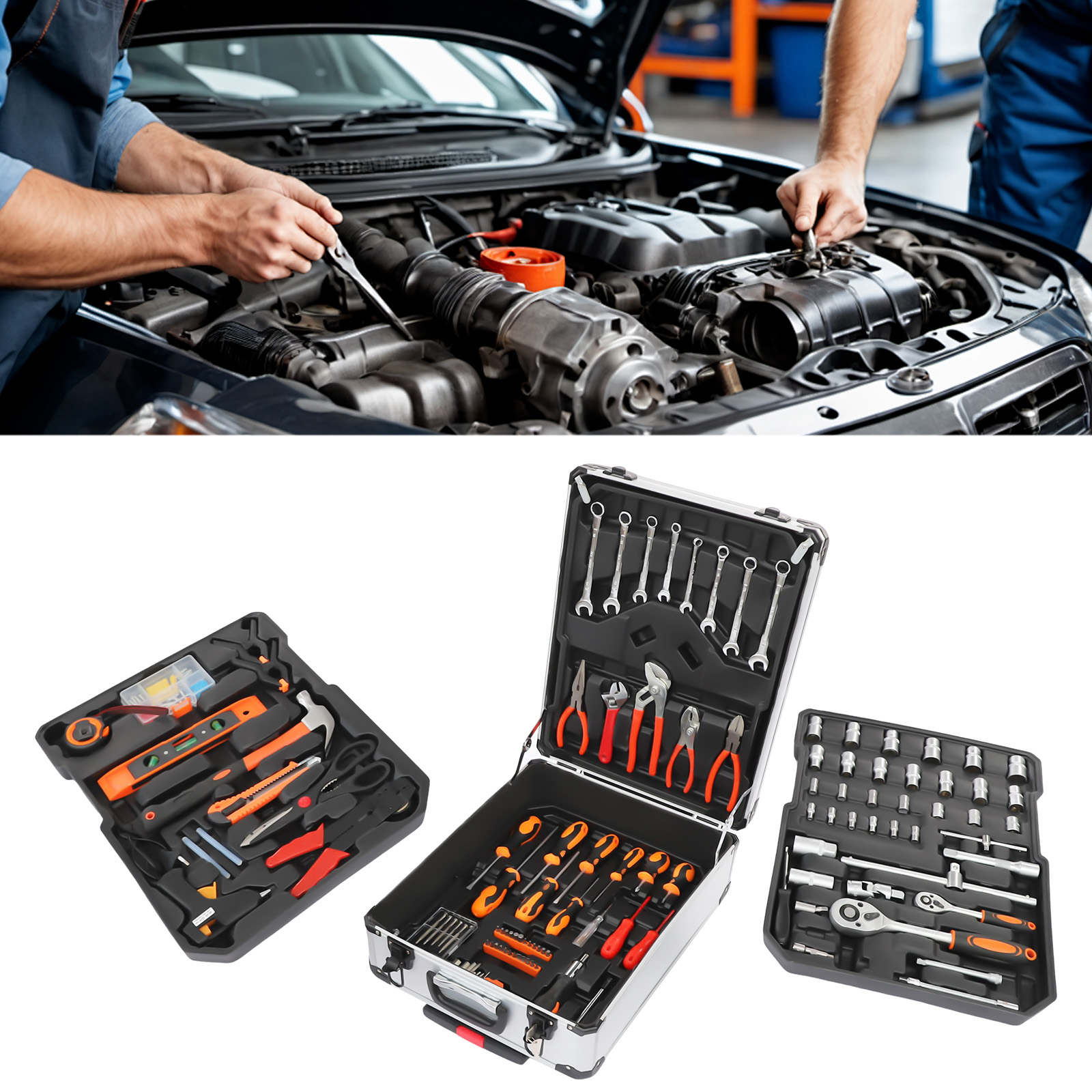 Hand Tools Maintenance Workshop - 187PCS 탄소강 자동차 수리 공구 세트,