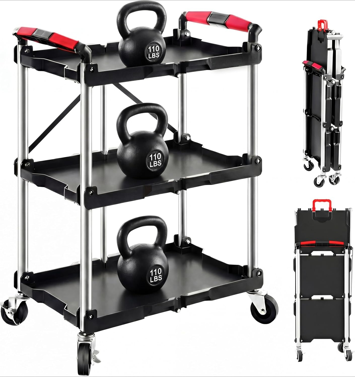 Tools For Garage Workshop - 3단 접이식 이동식 유틸리티 서비스 카트