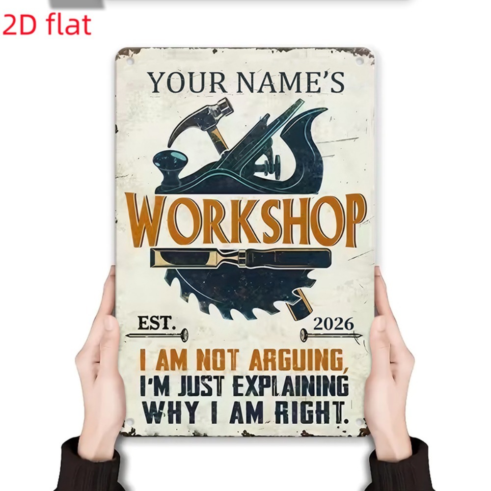 [2D 플랫] 1개 맞춤형 이름 작업장 금속 간판 목수 - Workshop Tools And Names 리뷰 및 가격