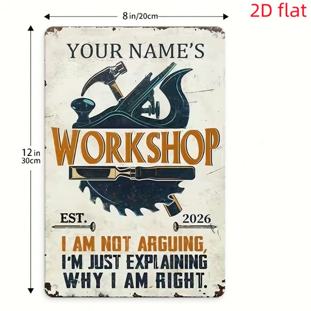 [2D 플랫] 1개 맞춤형 이름 작업장 금속 간판 목수 - Workshop Tools And Names 리뷰 및 가격