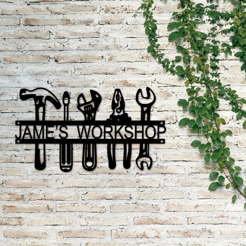 맞춤형 이름 산업 스타일 철제 벽 장식 도구 디자인,  - Workshop Tools And Names 리뷰 및 가격