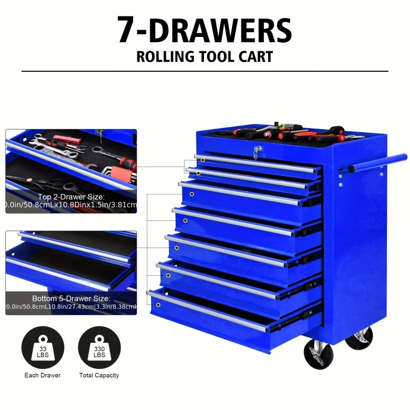 7단 서랍 블루 다기능 공구 트롤리(바퀴 포함), 자동 - Workshop Tools Automotive 리뷰 및 가격